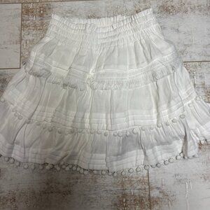 White Ruffle Mini Skirt - Size S